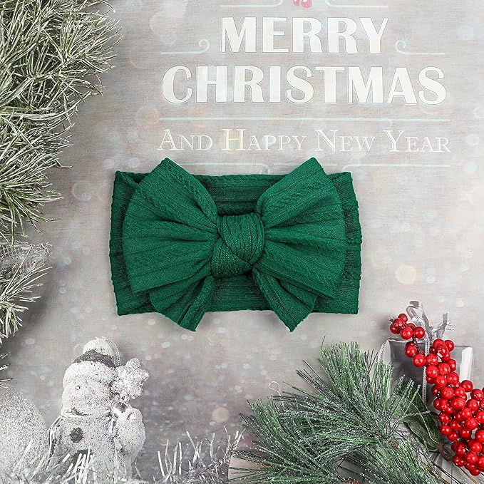 LemonSpace Handmade Baby Girls Headbands Bows Soft Stretchy Nylon Hair Bands Hair Accessories with Bows for Newborn Baby Girls Infant Toddlers Kids(Green)