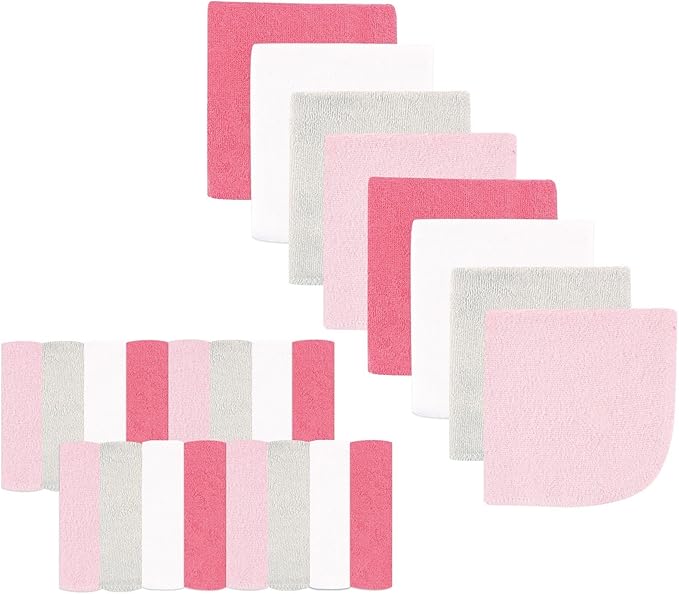 Luvable Friends Unisex Baby Super Soft Bundle Washcloths, Pink Pastel, One Size