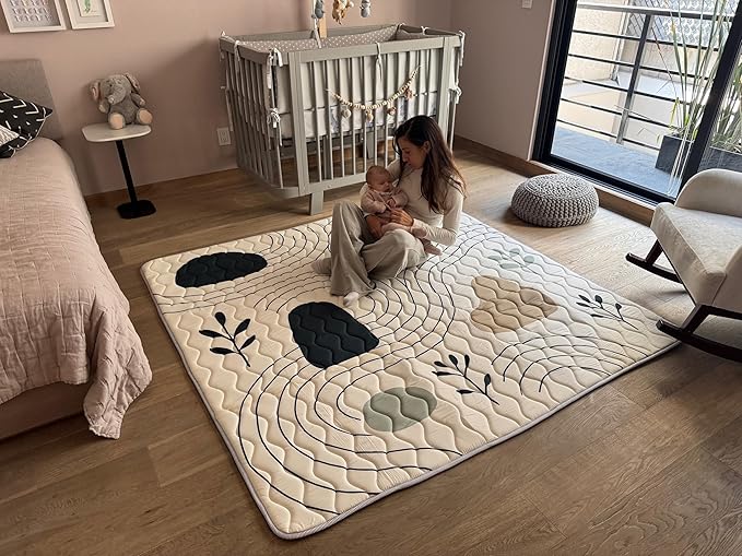 Miotetto Baby Mat for Floor, 73" x 73" Playpen Mat, Thick Soft Foam Padding Baby Play Mat, Portable Quilted playmat - Washable Baby Floor Play mat, Non-Slip Play Mat for Babies & Toddlers