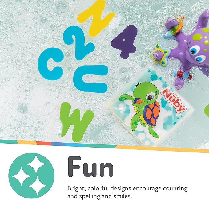 Nuby Foam Bath Letters and Numbers for Toddlers - Bath Toy Set for Kids 3+ Years - 36 Pieces