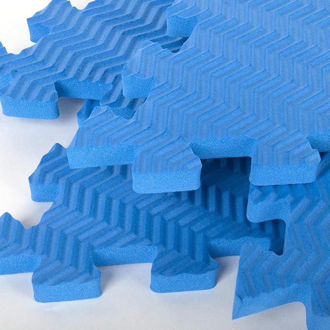 Tadpoles 12-Piece Rhombus Shaped Playmat | Interlocking Foam Mats | Soft and Durable | Total Floor Coverage of 54” x 40” | Ideal for the Playroom, Den, Bedroom, and More | For Kids and Adults | Blue