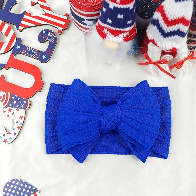 LemonSpace Handmade Fall Baby Girls Bows Soft Stretchy Nylon Hair Bands Hair Accessories Baby headbands with Bows for Newborn Baby Girls Infant Toddlers Kids(Blue)