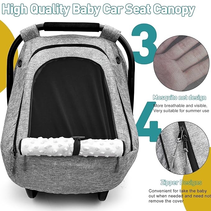 beatoutou Baby Car Seat Cover,Patented Waterproof Baby Carseat Cover for Boys & Girls,Infant Car Seat Cover Canopy for Girls,Windproof Car Seat Canopy for Boys, Keeps Babies Warm and Cozy (Gray)
