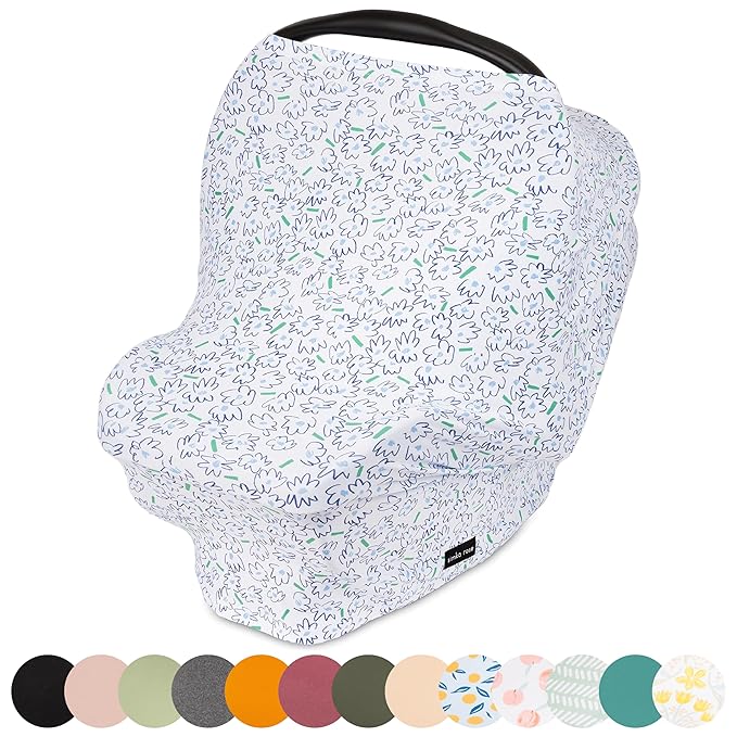 Simka Rose Car Seat Cover for Babies – Multipurpose, Breathable Nursing Cover and Baby Car Seat Canopy - 360 Coverage - Breastfeeding Privacy, Shopping Cart and High Chair Cover - Newborn Essential