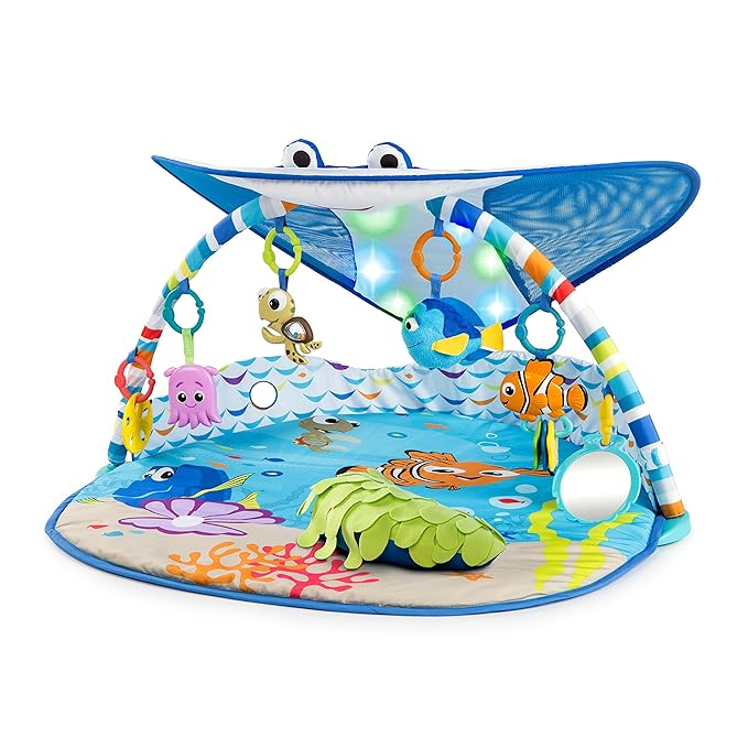 Bright Starts Disney Baby Finding Nemo Sea of Activities Jumper, Ages 6 Months + & Disney Baby Finding Nemo Mr. Ray Ocean Lights & Music Gym, Ages Newborn +