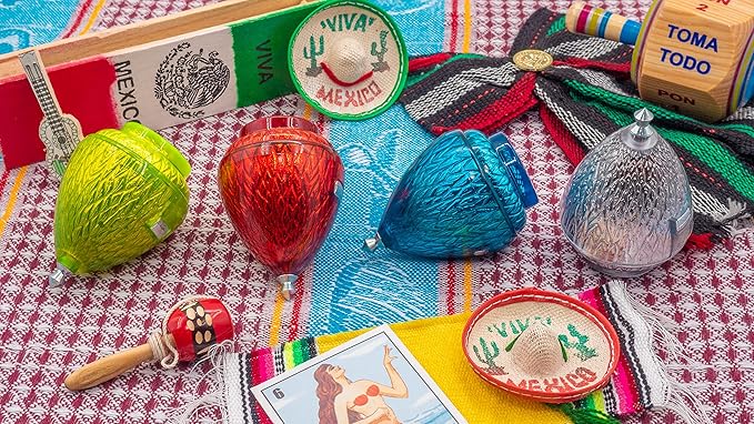 Spinning Top Trompo – 2 Pack Carved Spinning Tops – Sturdy Steel Point for Enhanced Stability – Ideal for Beginners and Intermediates – Trompos Mexicanos (Colors May Vary) Assorted Colors
