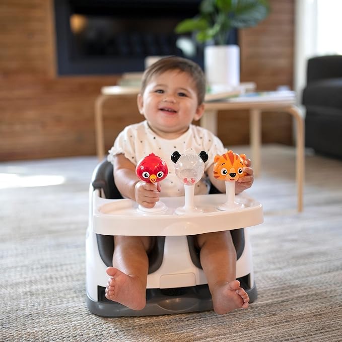 Baby Einstein Rattle & Jingle Trio High Chair Suction Toys Take-Along Musical Rattle Set Age 6 Months +, Multicolor, 3 Count