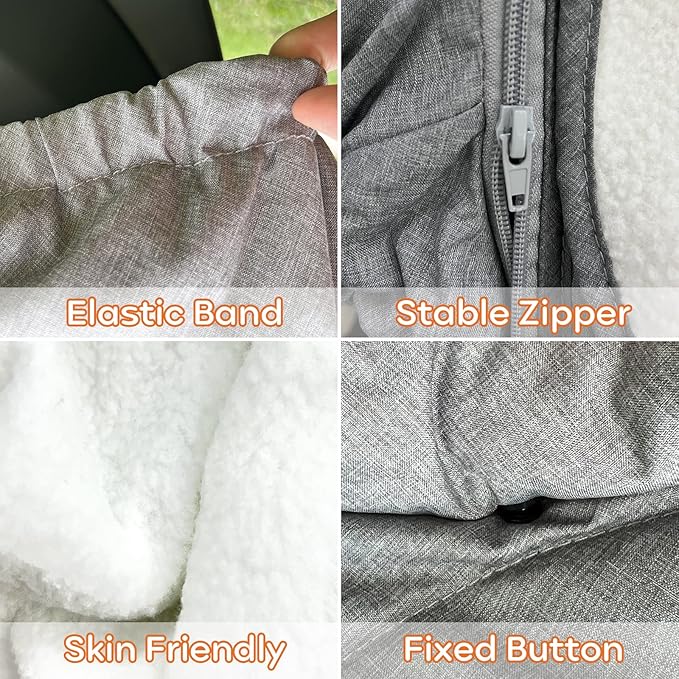Baby Car Seat Cover for Infant Newborn - Universal Fitted 3-Season (Winter/Spring/Autumn) Canopy, Warm Breathable with Mesh Cover, Unisex for Baby Boy Girl - Grgy