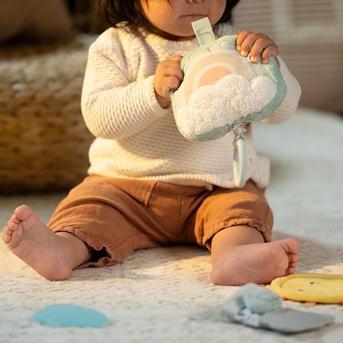 Ingenuity Calm Springs Soothing Essentials Gift Set - Musical Toy, Rattle, Mirror, 2 Teethers for Baby