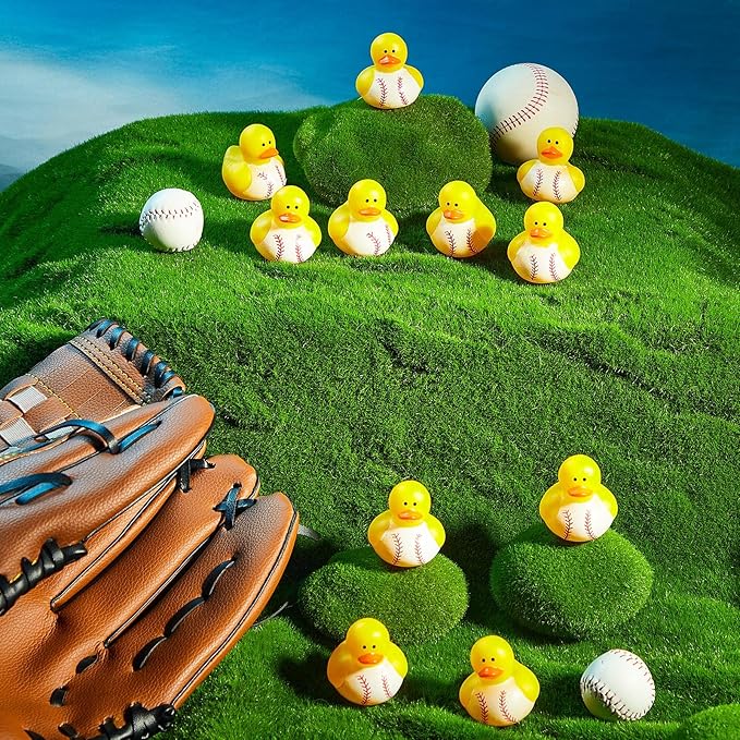 Deekin Rubber Ducks 2 Inch Bulk Sport Party Favors for Team Events Decorations Birthday Party Supplies Club Player Gift(24 Pcs,Baseball White)