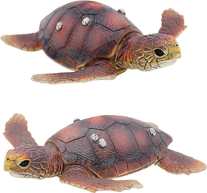Gemini&Genius Sea Turtle Toys for Kids, Realistic Sea Turtle Action Figure, Sea Turtle Plastic Figurine with Coral Toy, Sea Life Educational Gifts, Play Toys, Collection Toys for Kids