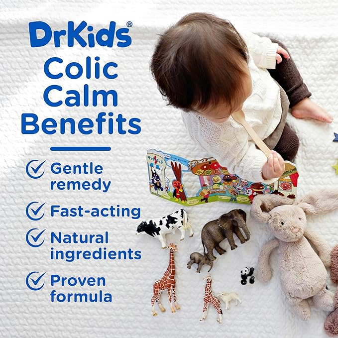 Dr. Kids Colic Calm – Infant Colic & Gas Relief, Fast-Acting Natural Ingredients with Activated Charcoal, Chamomile, Blackthorn Bud Extract, Ginger - Liquid Supplement for Babies 0-12 Months, 2 fl oz