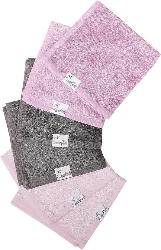 Copper Pearl 6 Ultra Soft Baby Bath Washcloths Premium Large Soft Lily (Purple/Lavender/Gray) 11" x 11" Towels