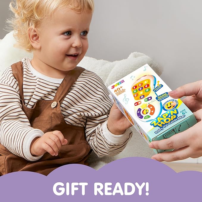 JOYIN Baby Toys 6-12 Months - TV Remote Control Toy with 40+ Music and Learning Phrases & Volume Control, Birthday Gift for Todder Girls Boys