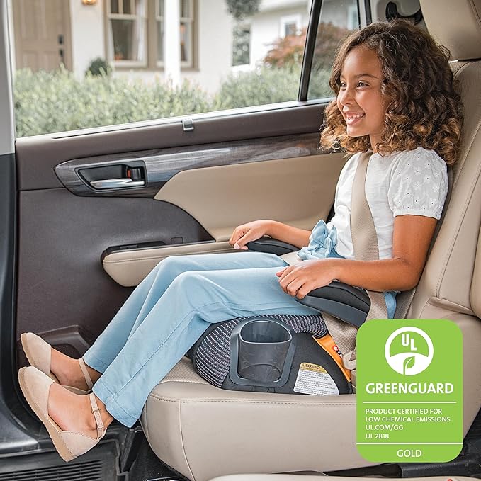 Chicco GoFit ClearTex Plus Backless Booster Car Seat, Latch Attachment, Quick-Release Latch Removal, Portable Car Booster Seat for Children at Least 4 Years Old and 40-110 lbs, Sunset/Purple