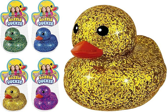 JA-RU Giant Glitter Rubber Ducks (4 Rubber Duckies Assorted) Baby Bath Toys & Pool Beach Essentials. Stress Relief Sensory Play Fidget Toy. Bulk Pinata Filler Stocking Stuffer. 4343-4s