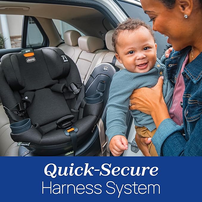 Chicco Fit360 ClearTex Rotating Convertible Car Seat with 360 Degree Rotation for Rear-Facing and Forward-Facing Usage, LeverLock Self-Tensioning Lock System | Slate/Grey