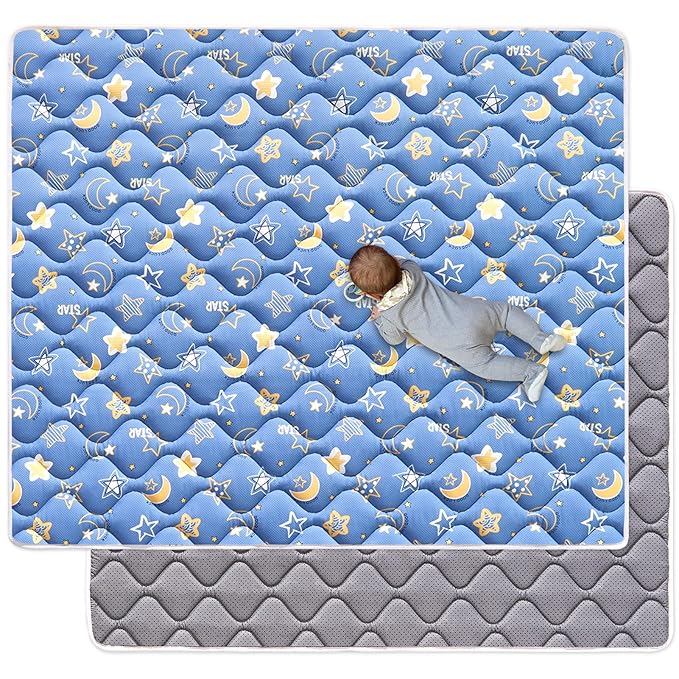 Odorless Premium Foam Baby Play Mat 4ft x 6ft, Soft Microfiber Fabric Crawling Mat for Floor- Comfortable and Hypoallergenic, Non-Slip Cushioned Floor Playpen mat for Infants,Babies,Toddlers
