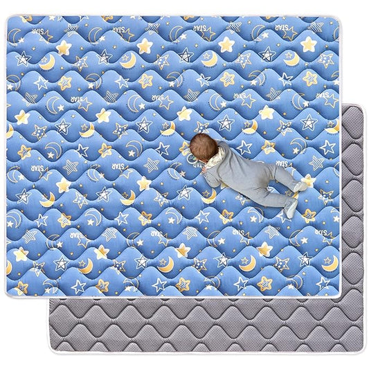 Odorless Premium Foam Baby Play Mat 47" x 47", Soft Microfiber Fabric Crawling Mat for Floor- Comfortable and Hypoallergenic, Non-Slip Cushioned Floor Playpen mat for Infants,Babies,Toddlers