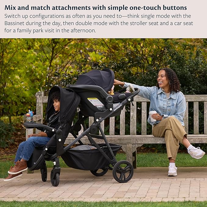 Mockingbird 2nd Seat Kit 3.0 - Compatible with Mockingbird Single-to-Double Strollers - Seat Expansion - Includes Expansion Adapters - Stone Blue