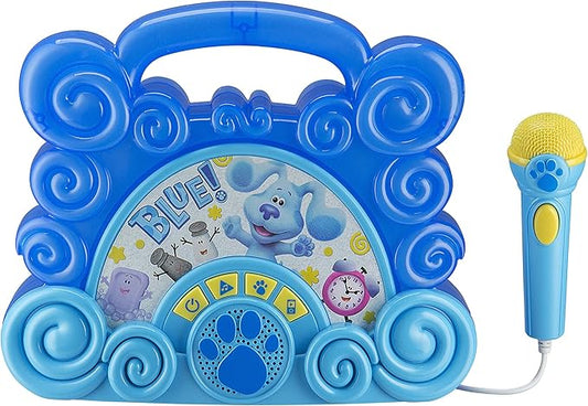 eKids Blues Clues Toy Sing Along Boombox for Kids, Musical Toy for Toddlers, Kids Boombox with Microphone and Built-in Music, Connects to Mp3 Player Aux in Audio Device