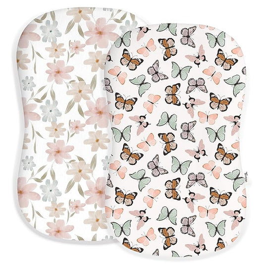 Baby Lounger Cover for Boys and Girls, Soft Breathable Polyester Cover, Fits Most Lounger Pillows, Cute Patterns, Durable and Machine Washable (Butterfly Dance, Envelope)