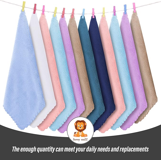 Sunny zzzZZ Ultra Soft 24 Pack Baby Washcloths - 10x10 Inches - Coral Fleece Extra Absorbent Wash Clothes for Babies, Infants and Toddlers - Sensitive Skin and Newborn - Ideal Baby - Multicolored