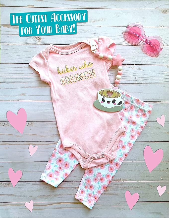 Happy Latte Silicone Teething Toy! 100% Safe, Non-Toxic, BPA Free and Effective for Teething Pain Relief...Happy Latte Teether Designed for a Happy Baby!