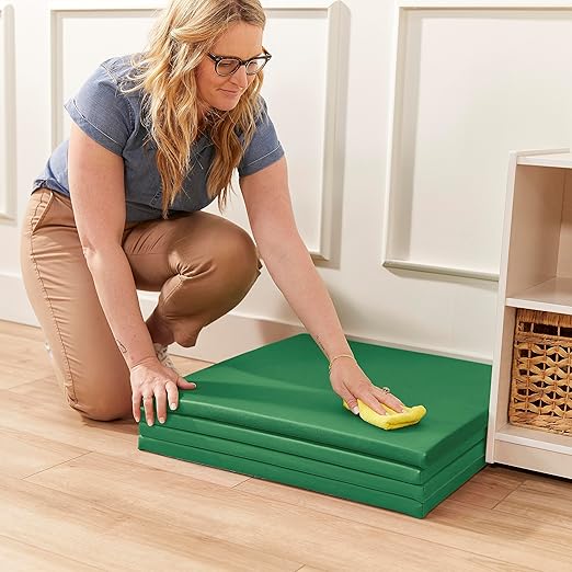 ECR4Kids SoftZone Play Patch Activity Mat Squares, Modular Playmat, Green, 4-Pack