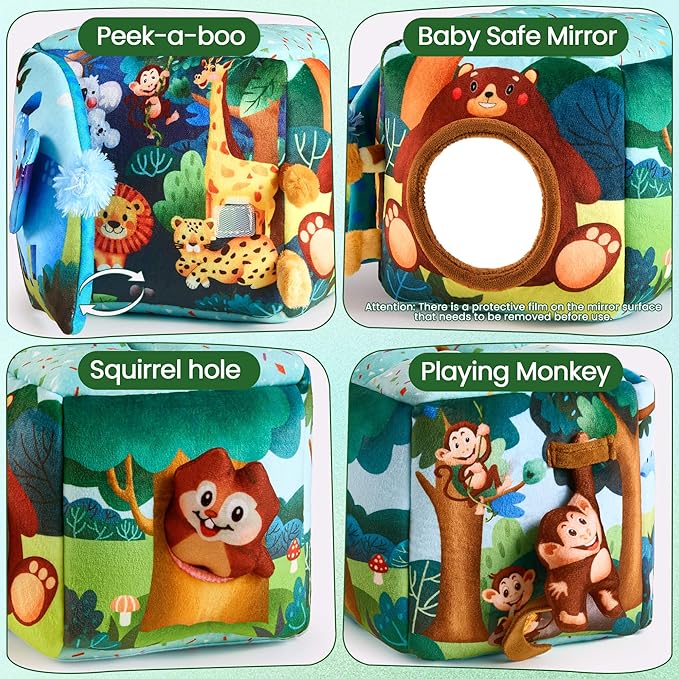 Baby Toys 6-12 Months - Baby Tissue Box Toy for 6 9 12 18 Months Old Montessori Sensory Toys for 1 Year Old Boy Infant Scarf Toy with Crinkle Tissues & Fine Motor Easter Basket Stuffers
