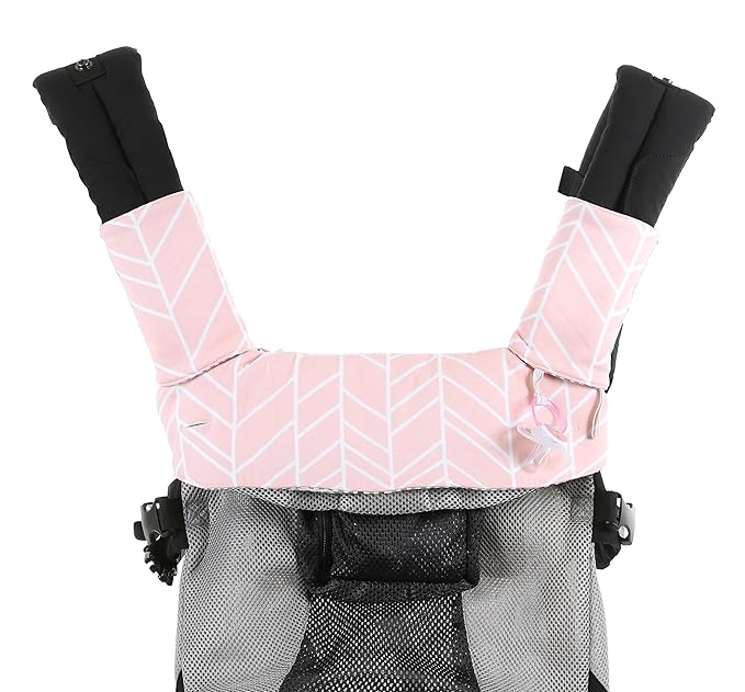 Premium Drool and Teething Reversible Cotton Pad | Fits Ergobaby Four Position 360 + Most Baby Carriers | Pink Herringbone Design | Hypoallergenic | Great Baby Girl Shower Gift by Mila Millie