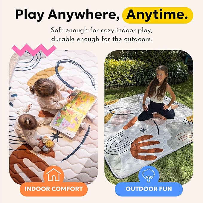 Miotetto Baby Mat for Floor, 50" x 50" Playpen Mat, Thick Soft Foam Padding Baby Play Mat, Portable Quilted playmat -Washable Baby Floor Play mat, Non-Slip Play Mat for Babies & Toddlers