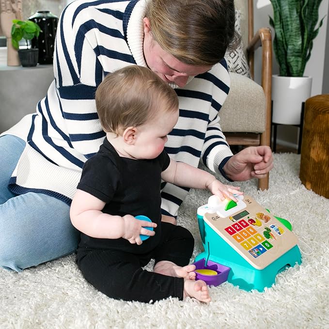 Baby Einstein + Hape Magic Touch Toy Cash Register Pretend to Check Out Toy, Real Sounds and Music, Ages 1, 2, 3, 4+