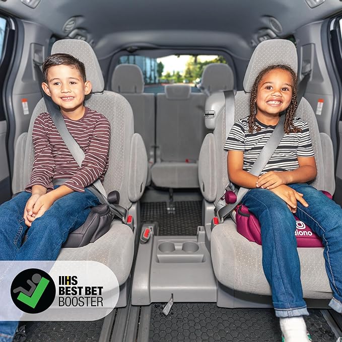 Diono Solana, No Latch, Pack of 2 Backless Booster Car Seats, Lightweight, Machine Washable Covers, Cup Holders, Pink