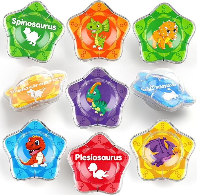 Coogam 12PCS Dinosaur Bath Toys, 12pcs Floating Dinosaur Bathtub Toy Set for Water Pool Beach Shower, Montessori Educational Learning Toy Gift for Preschool 2 3 4 Years Old Kids