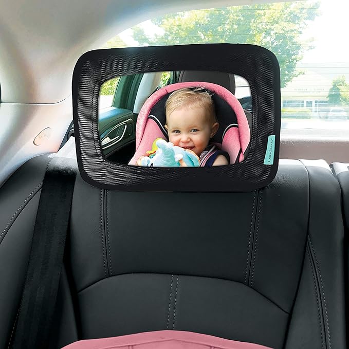 Little Chicks Rear Facing Baby Easy View Safety Mirror - Car Seat Mirror for Baby and Toddlers With Clear Wide View - Essential for Safety and Convenience