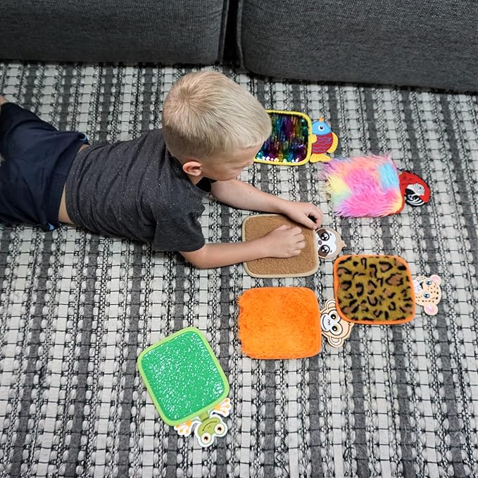 Sensory Mat Animal Tiles for Kids - Pack of 6 Tactile Floor & Wall Texture Pads - Sensory Play Mats for Kids - Ideal for Sensory Rooms & Play Areas