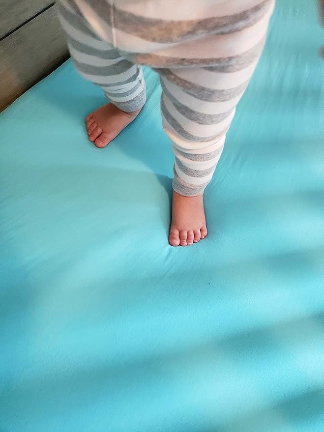 SheetWorld Baby Fitted Cradle Sheet 18 x 36 inches, 100% Cotton Jersey Hypoallergenic Sheet, Unisex Boy Girl, Solid Aqua, Made in USA