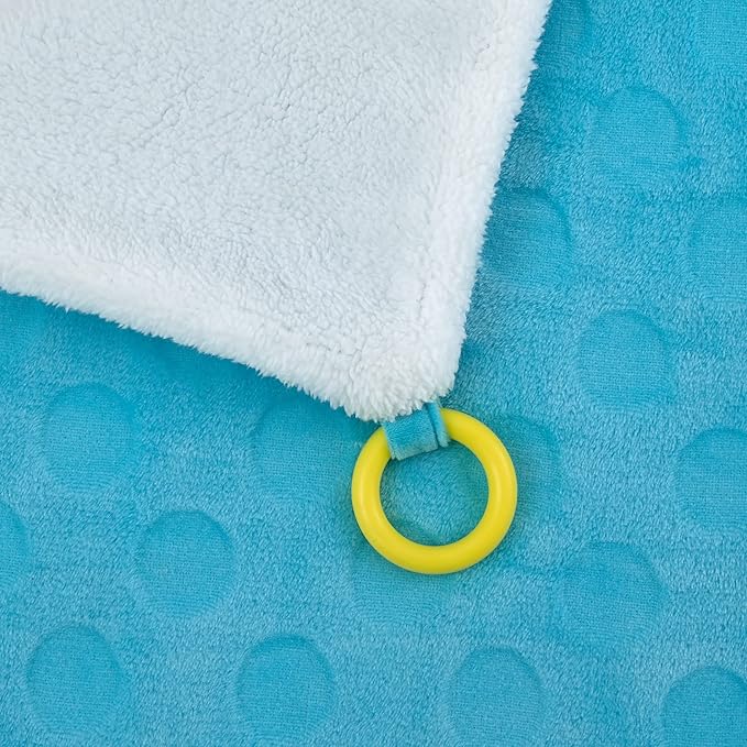 Sassy Baby Eli Elephant Aqua, Multi-Colored Super Soft Sherpa Baby Blanket with Teether Corners