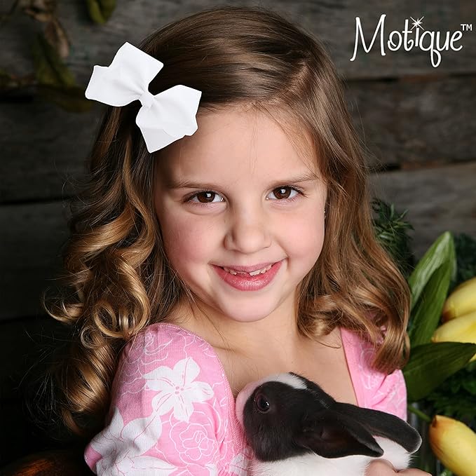 3 Inch Grosgrain Bow for Little Girls- Set of 2 (Neon Pink)