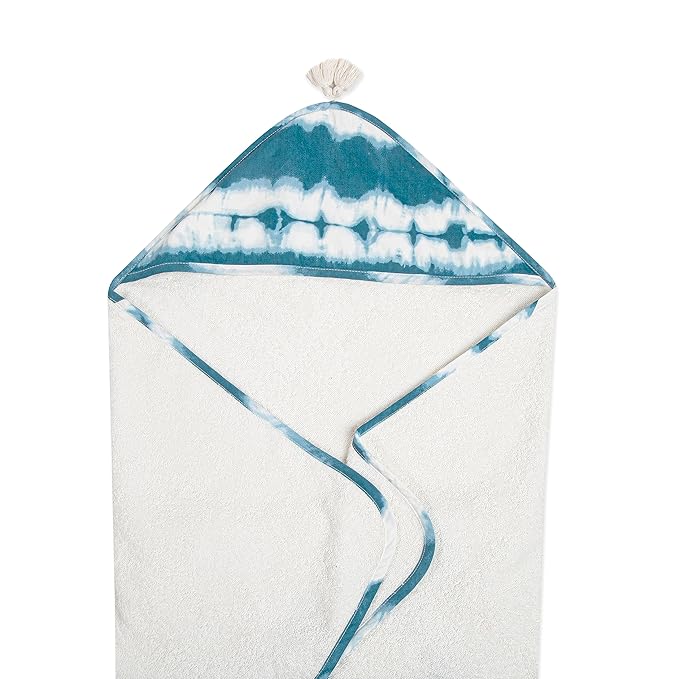 Crane Baby Hooded Towel, 100% Cotton & Terry Cloth Hooded Baby Towels for Boys & Girls, Blue Tie-Dye, 30" w x 30" h, Hooded Baby Beach Towel, Baby Pool Towel, Baby Bath Towel, Hooded Towels for Baby