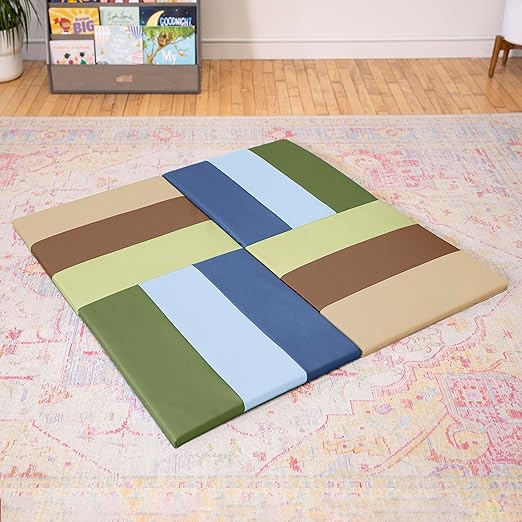 ECR4Kids SoftZone Turning Tiles Activity Mat, Folding Playmat, Earthtone