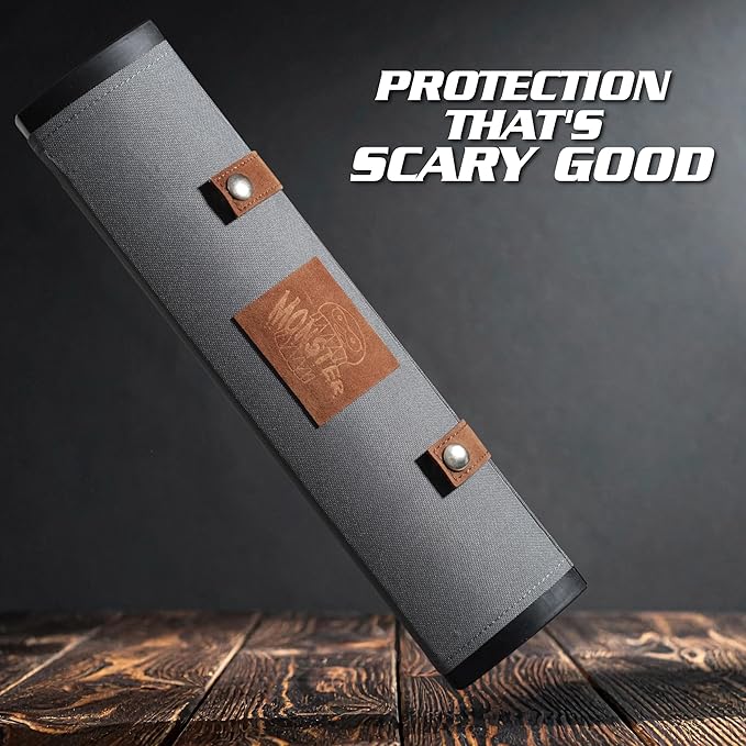 Monster Protectors Hard-Cased Playmat Tube - Premium Prism-Shaped Canvas Play Mat Holder with Fabric Interior and Snap Closure - Won't Roll Off The Gaming Surface- Holds up to 2 Mats Like No Other