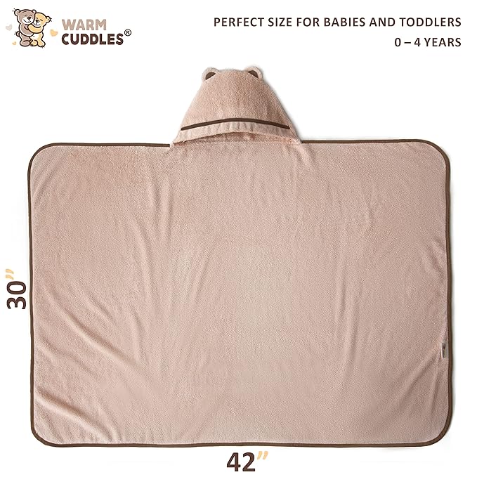 Premium Toddler Towels with Hood - Extra Soft Rayon from Bamboo Toddler Bath Towel (Beige)
