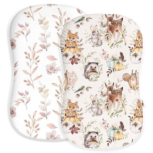 Baby Lounger Cover for Boys and Girls, Soft Breathable Polyester Cover, Fits Most Lounger Pillows, Cute Patterns, Durable and Machine Washable (Forest Friends, Envelope)
