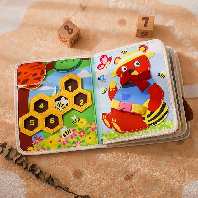 GOODMOM Animal Busy Book for Ages 1–3 -in-1 Educational Activity Book | Develop Fine Motor Skills, Practical Life Skills & Sensory Exploration | Travel-Friendly, Screen-Free Fun