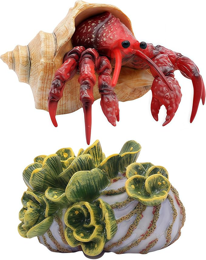 Gemini&Genius Hermit Crab Toys for Kids, Hermit Crab Action Figure, Hermitcrab Figurine Toy, Under The Sea Life Figure Educational Gifts, Displays Play Toys, Collection Toys for Kids Animal Lovers