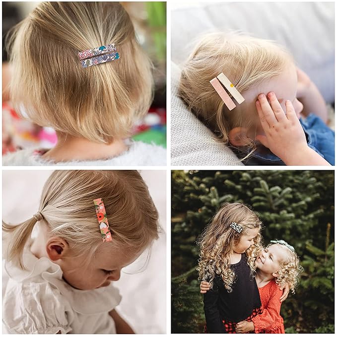 Hair Clips for Women and Girls,Assorted 40 pcs Flower Print and Netural Color Handmade Barrettes,Fully Lined Alligator Hair Accessories for All Age Gilrs Teens Kids by Fancy Clouds