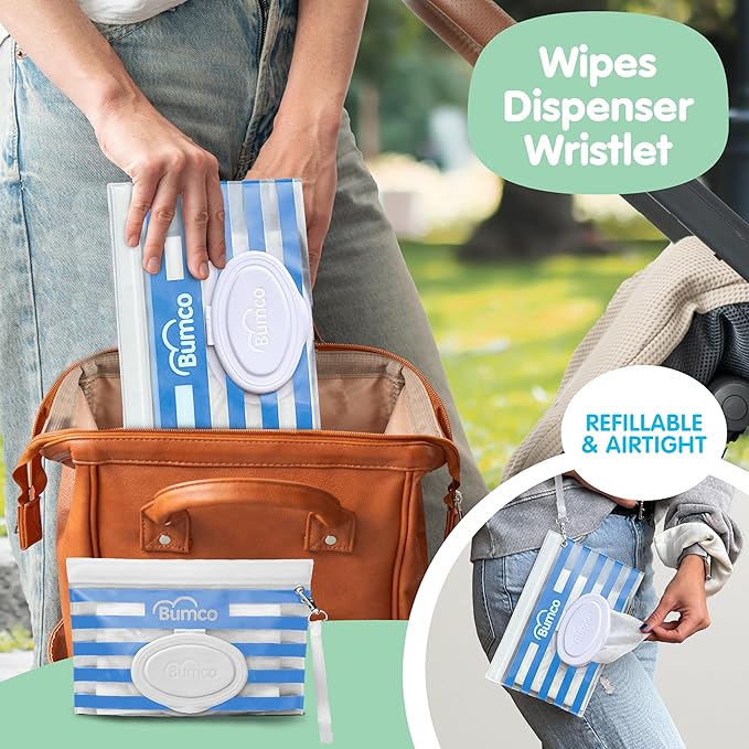 Bumco Baby Essentials Set - Personalized Diaper-Changing Baby Shower Gifts for Boys, Baby Gift Set with 2 Baby Bum Brushes (Original & Mini) + Diaper Clutch Bag + Wipes Wristlet, Newborn Gift Set