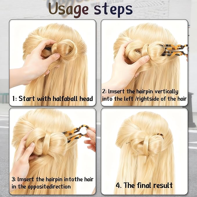 4PCS Prestige French Hair Pins - Serrated Anti-Slip Design, Curved Angle for Better Head Fit, New Elegant Hair Accessories for Women, Suitable for All Hair Types